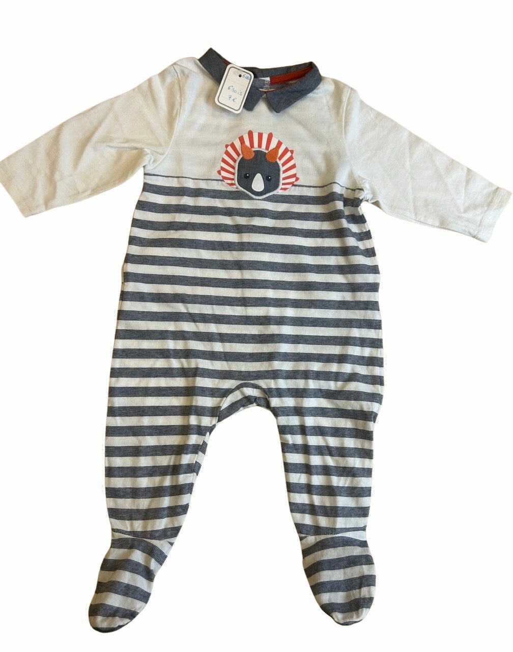 Combinaison bébé rayée 6 mois