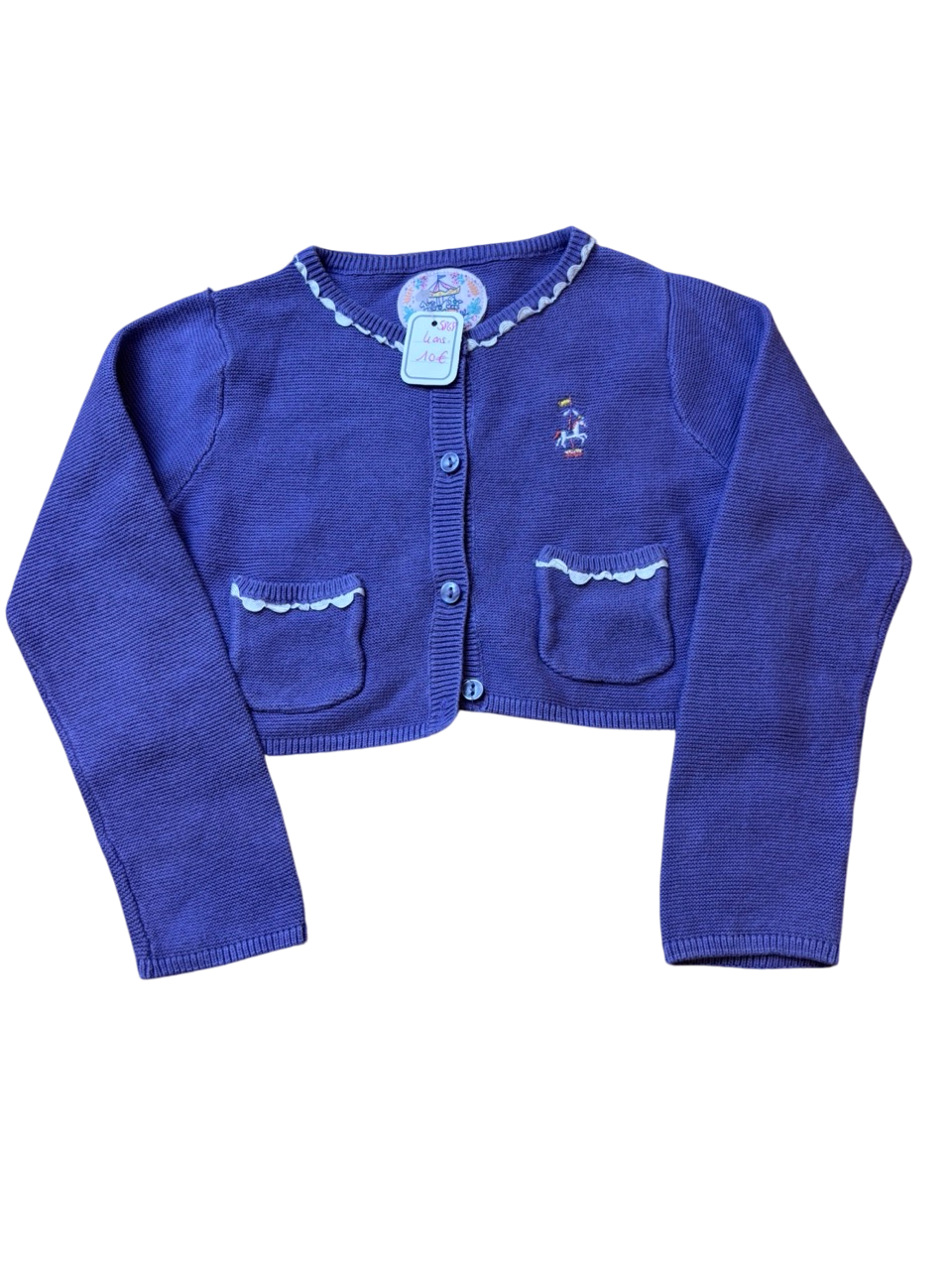 gilet laine violet pour enfants 4 ans