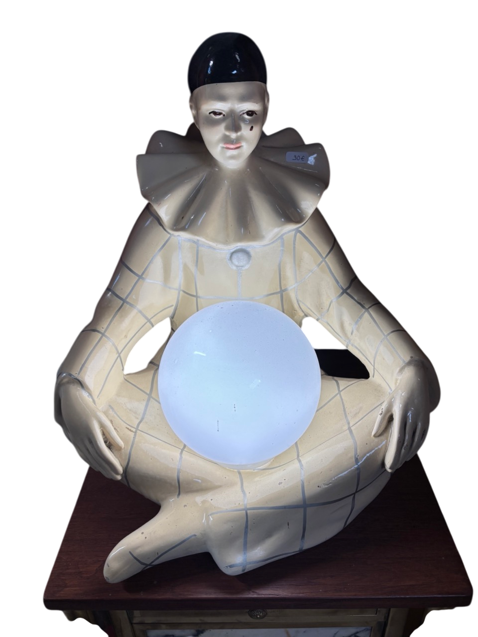 Lampe décorative pierrot en céramique