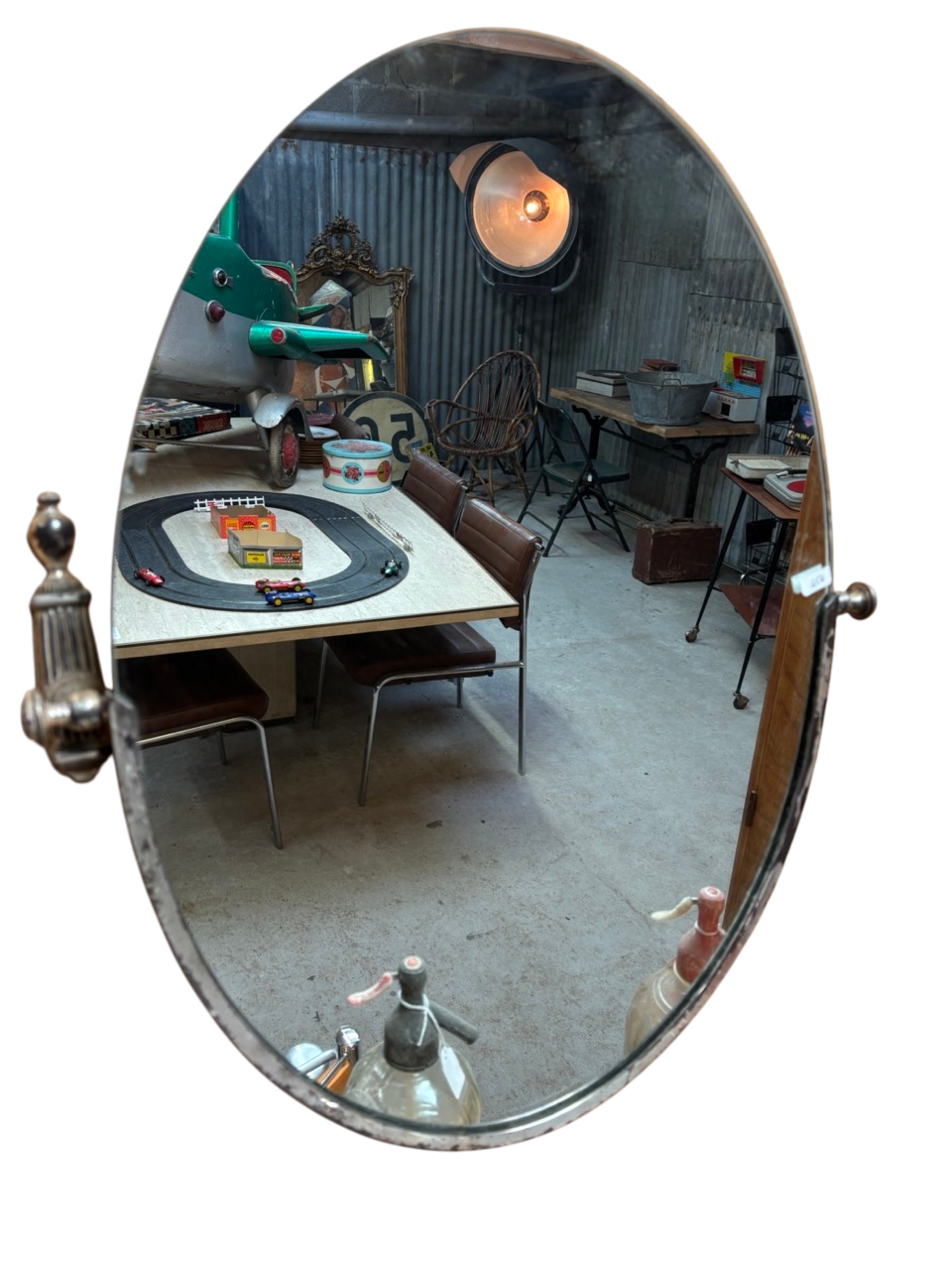 Miroir vintage en métal argenté