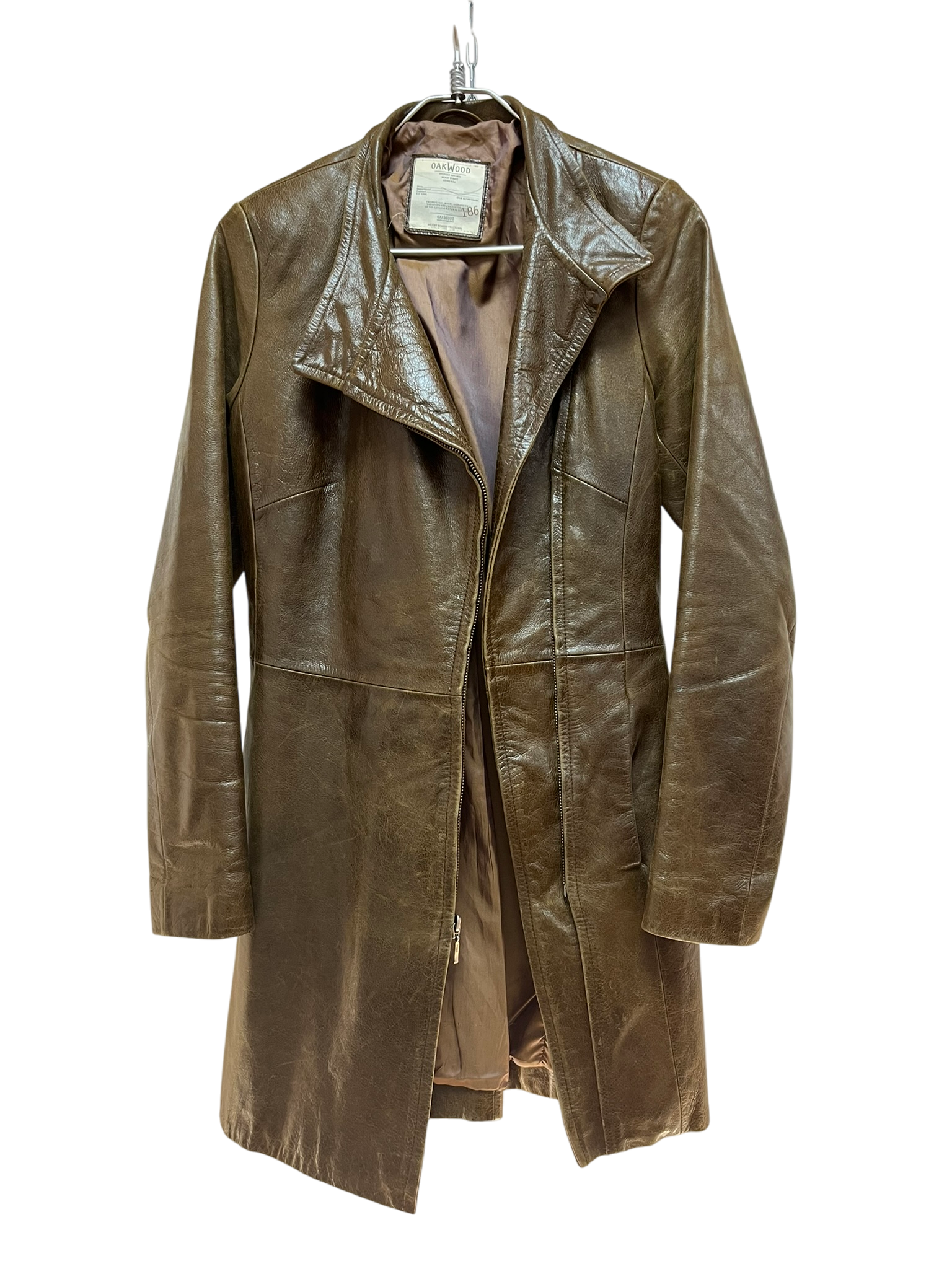 Manteau en cuir marron OAKWOOD