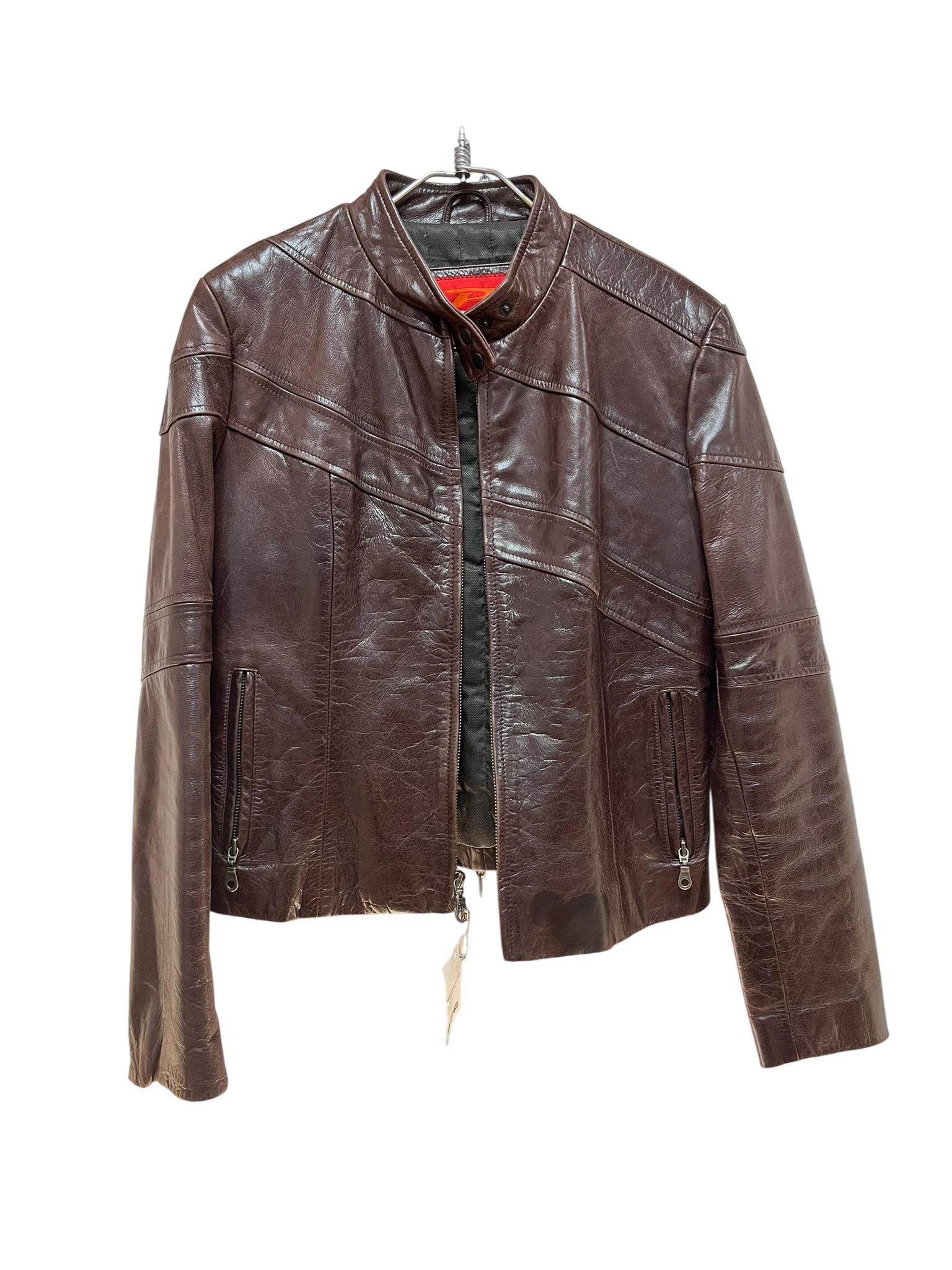 Veste en cuir marron Sergio Pariente, taille XL