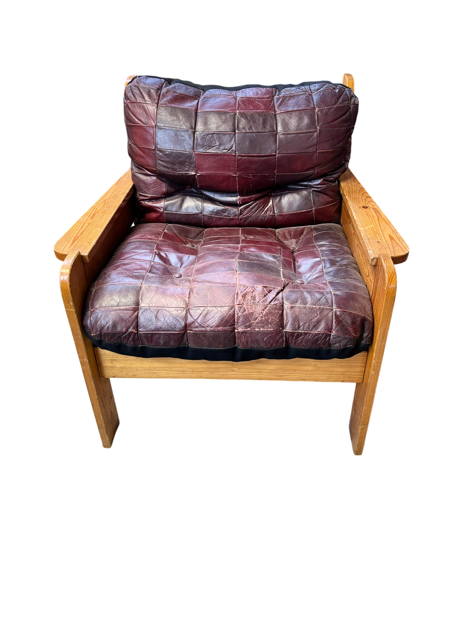Fauteuil Vintage en Bois et Cuir