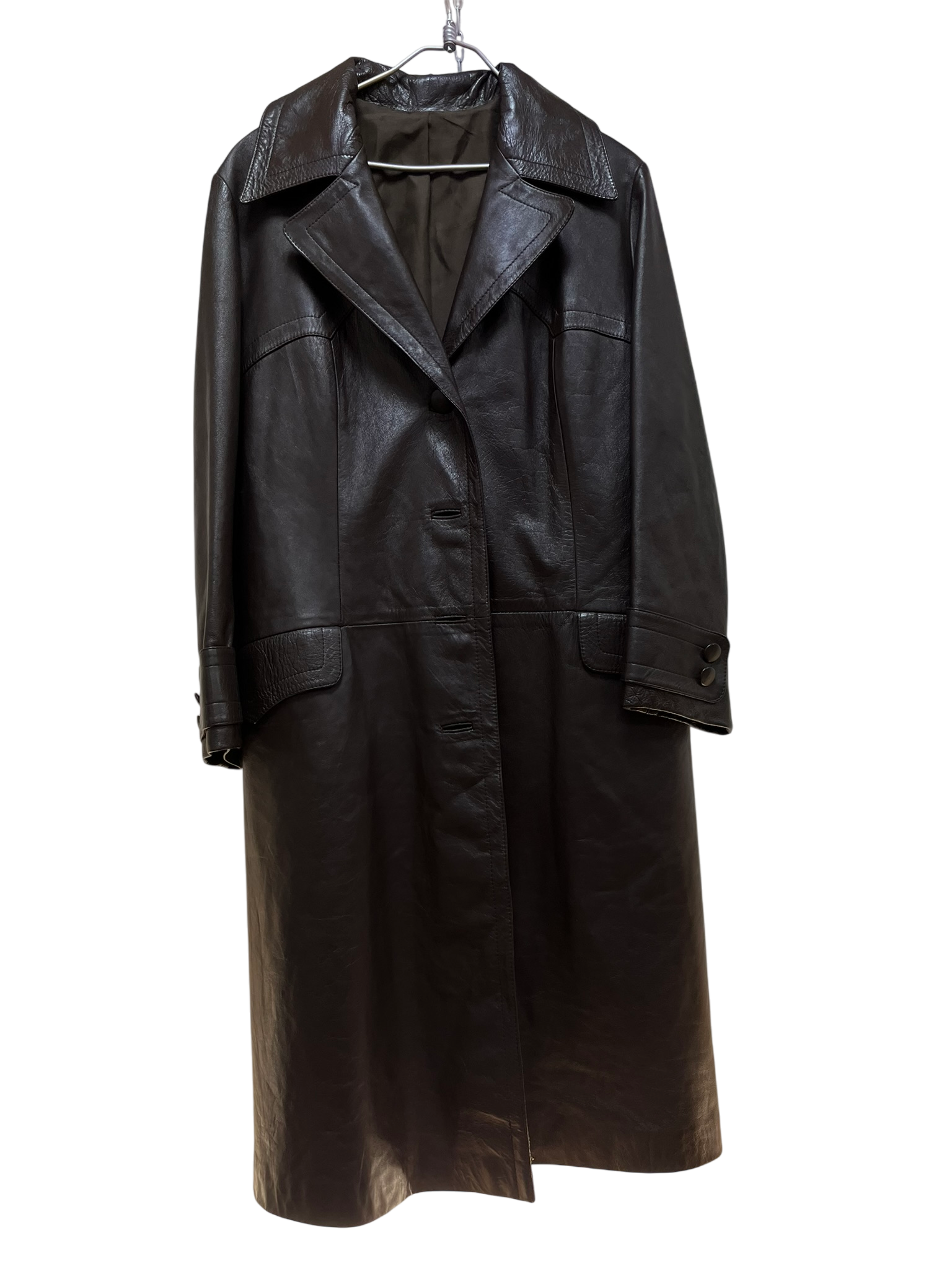 Manteau long en cuir Marron Taille M