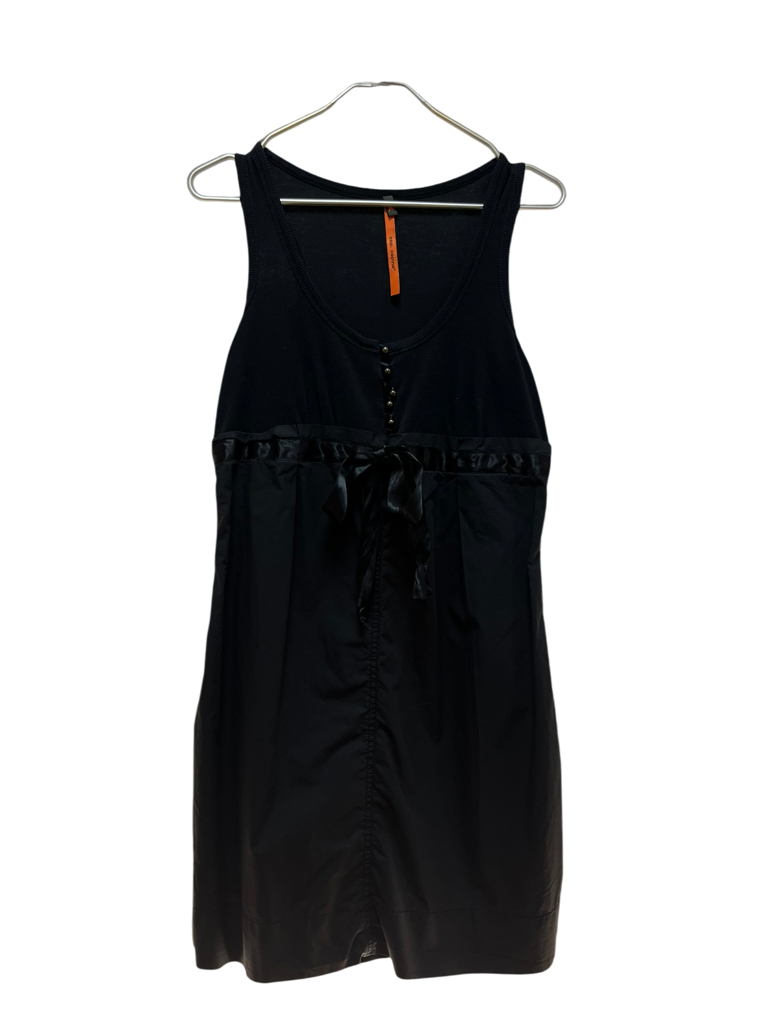Robe noire sans manches avec noeud T40