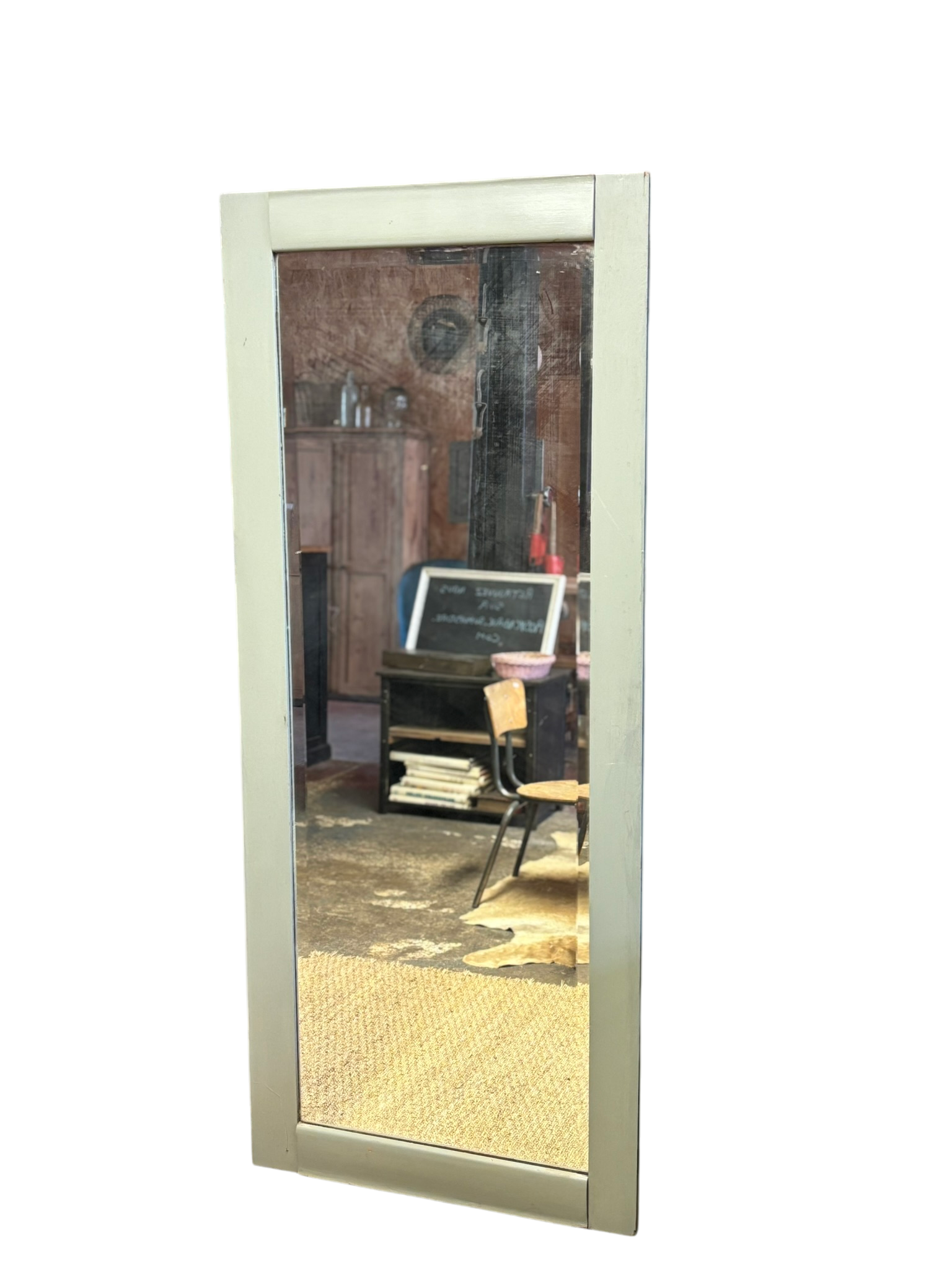 Miroir porte d'armoire vieil gris