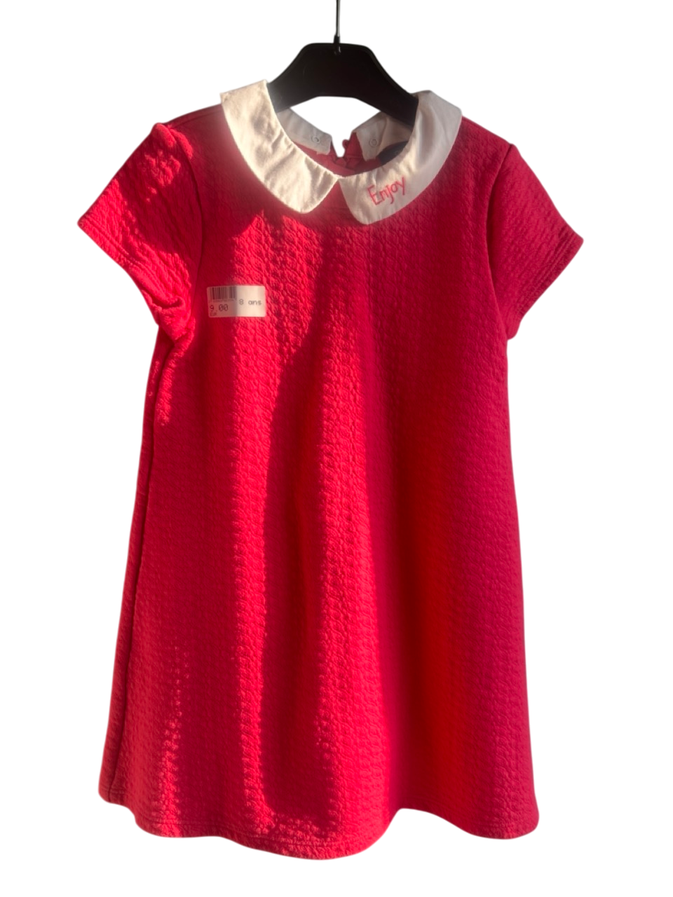 Robe enfant rouge avec col blanc 8 ans