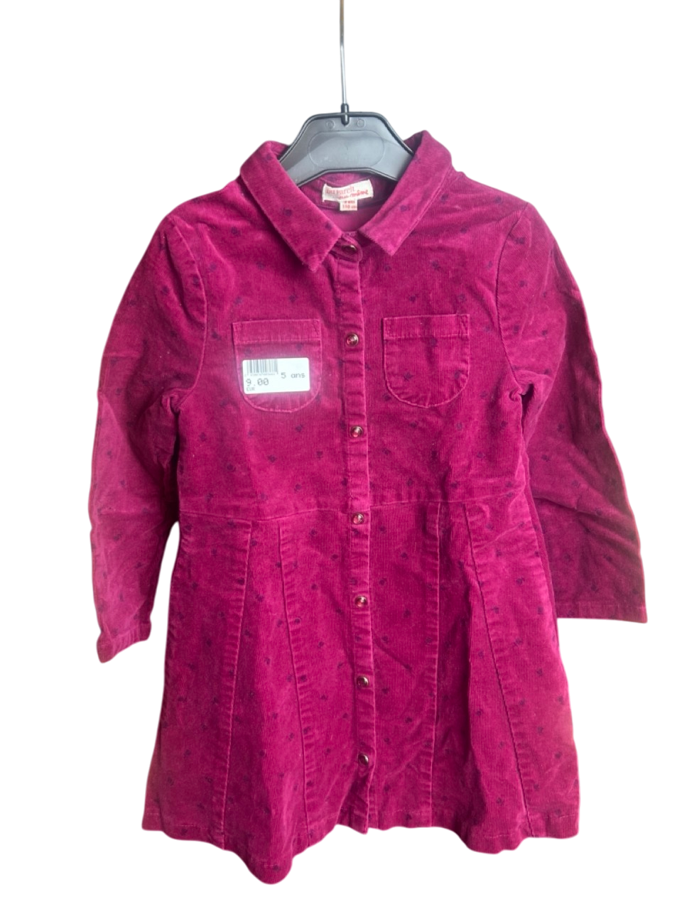 Robe en velours côtelé prune 5 ans