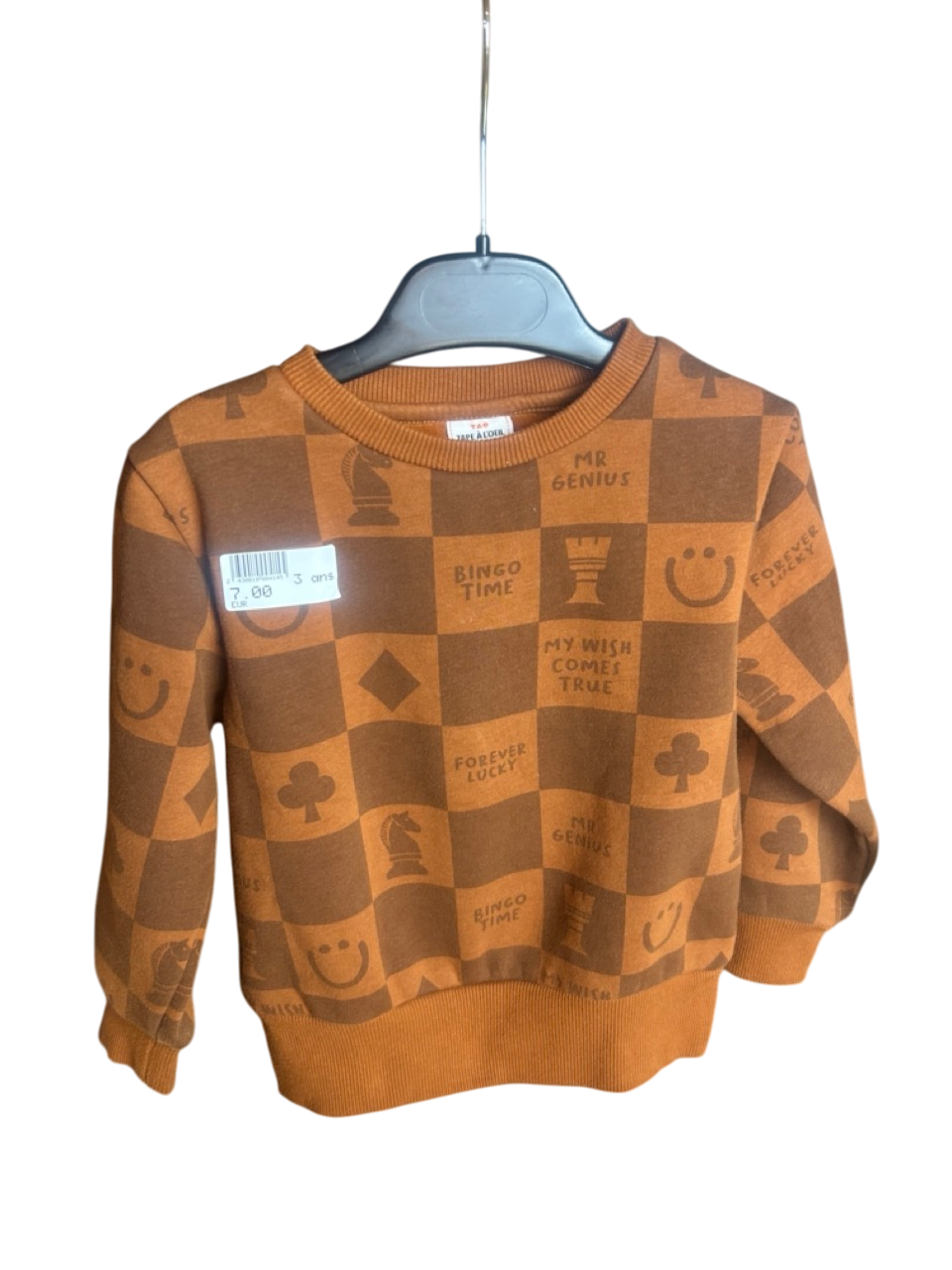 Sweat-shirt enfant marron 3 ans