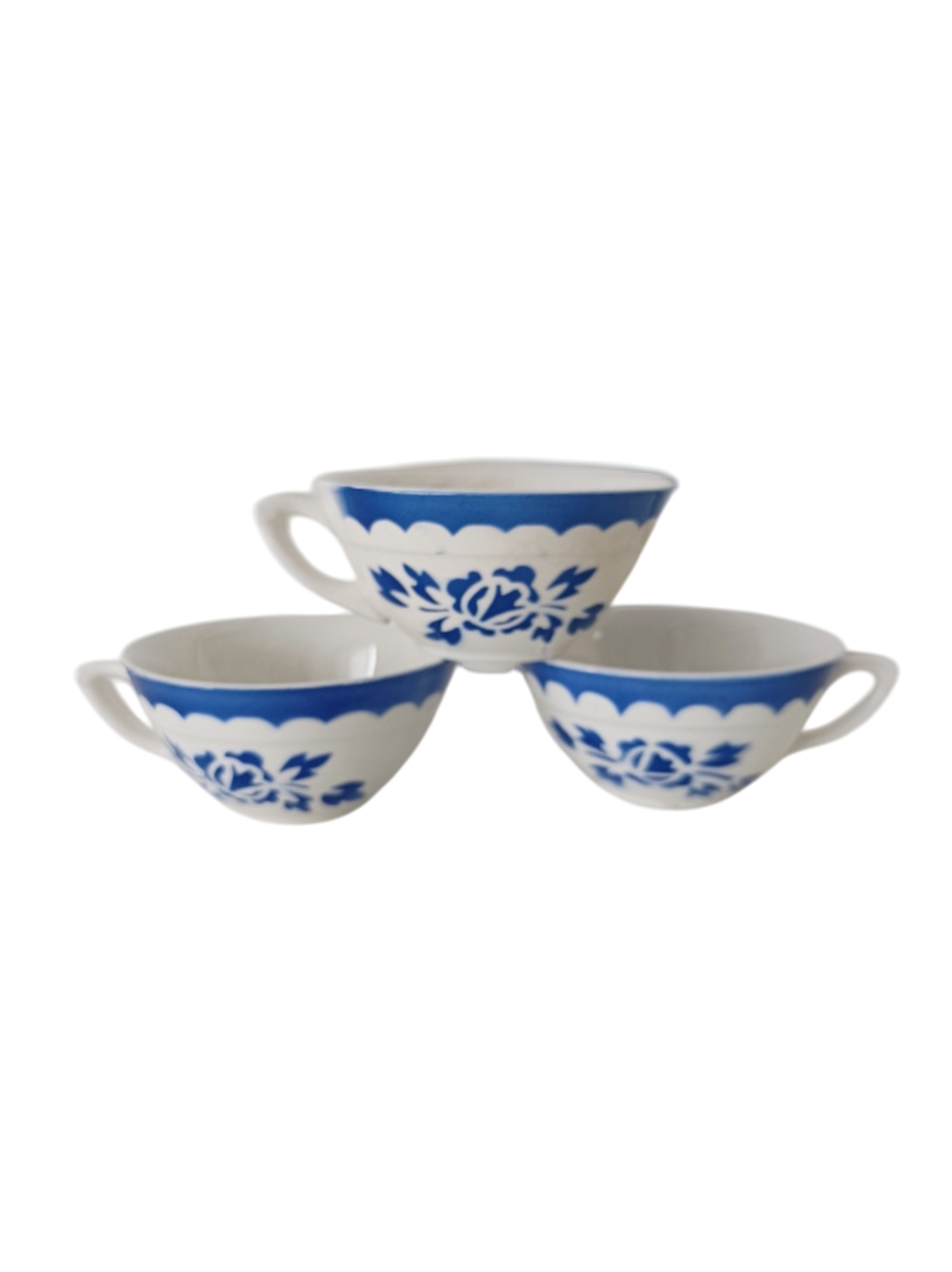 Set de 3 tasses en faïence décor floral