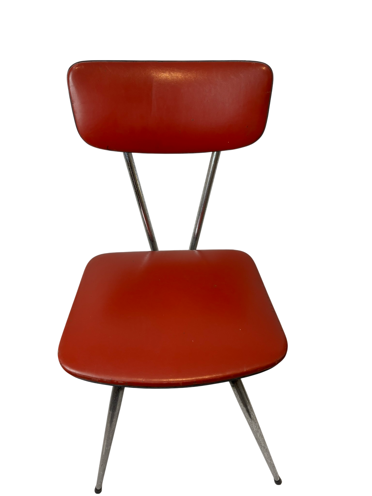 Duo de Chaises vintage en simili cuir rouge