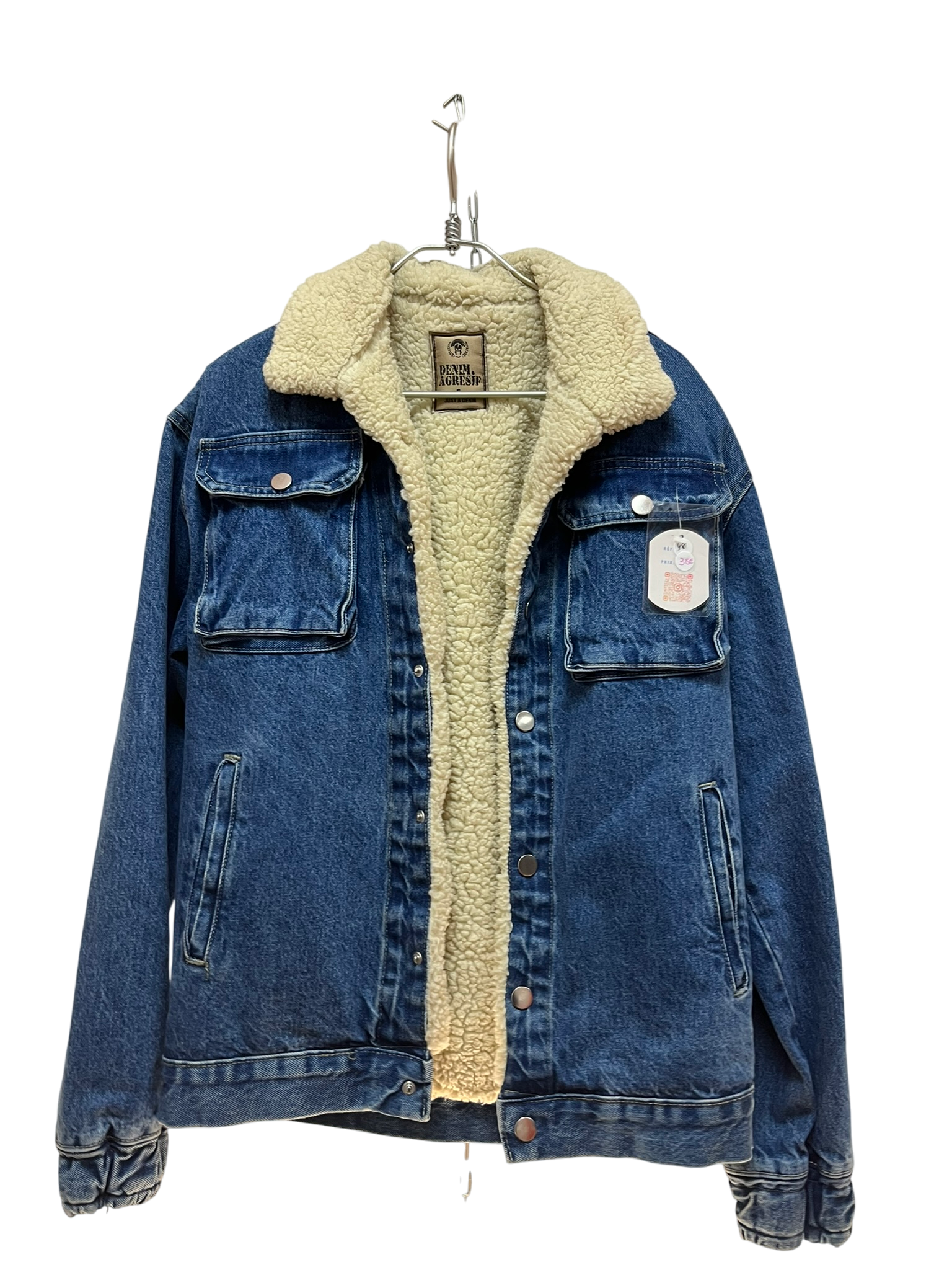 Veste en jean vintage avec doublure en fourrure Taille S