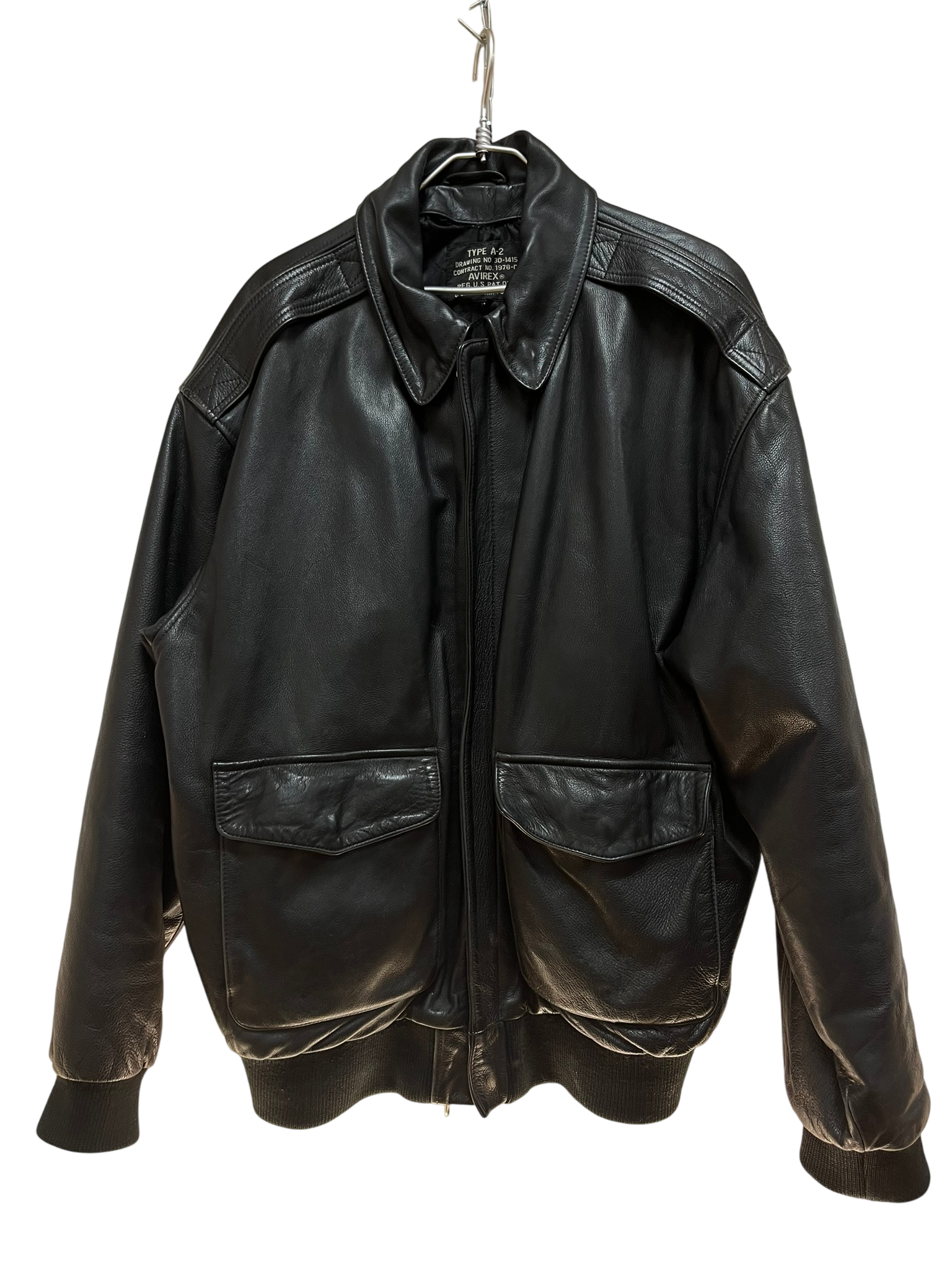 Veste en cuir noir Avirex Type A-2 Taille XL