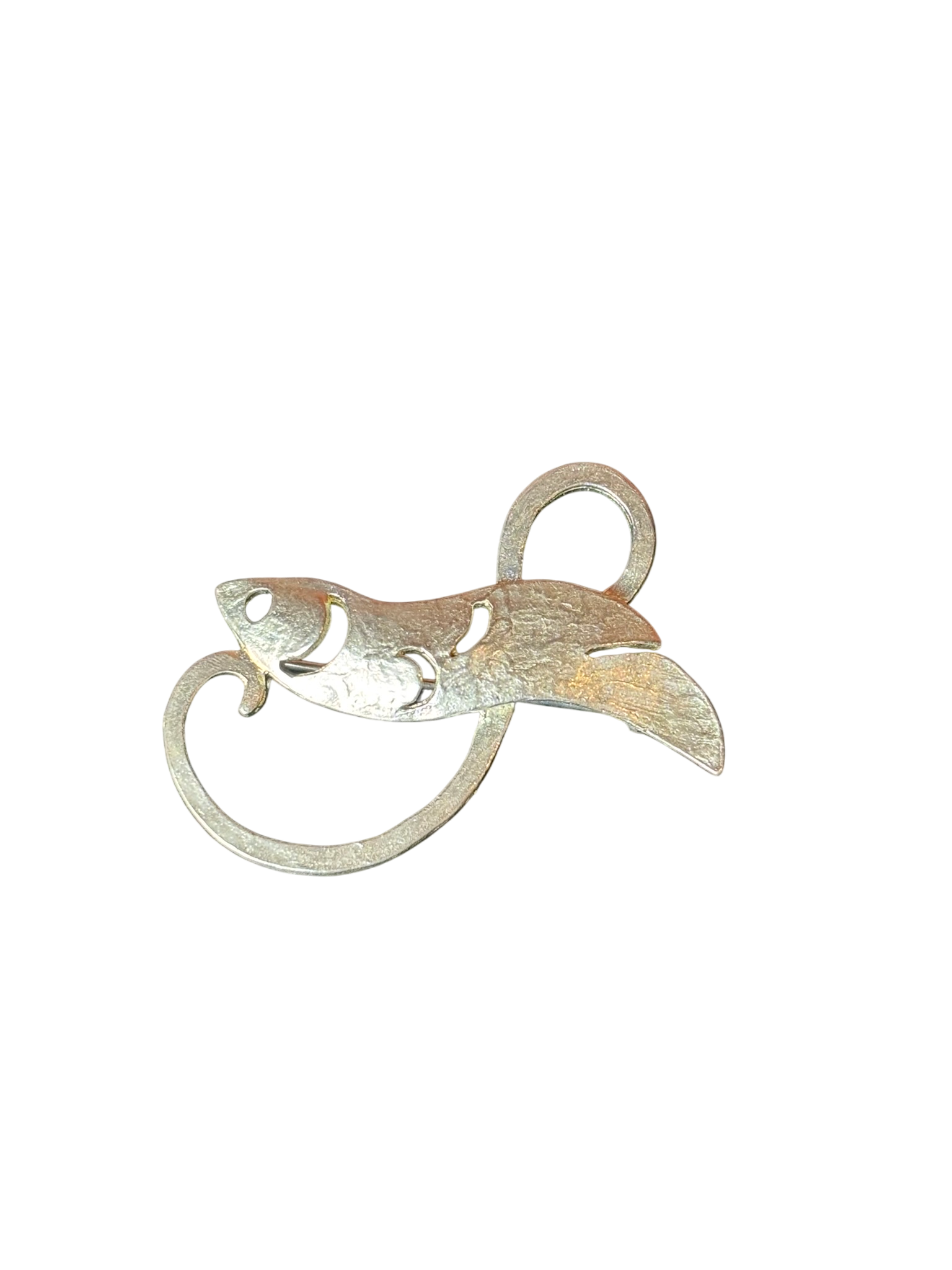 Broche vintage en métal argenté