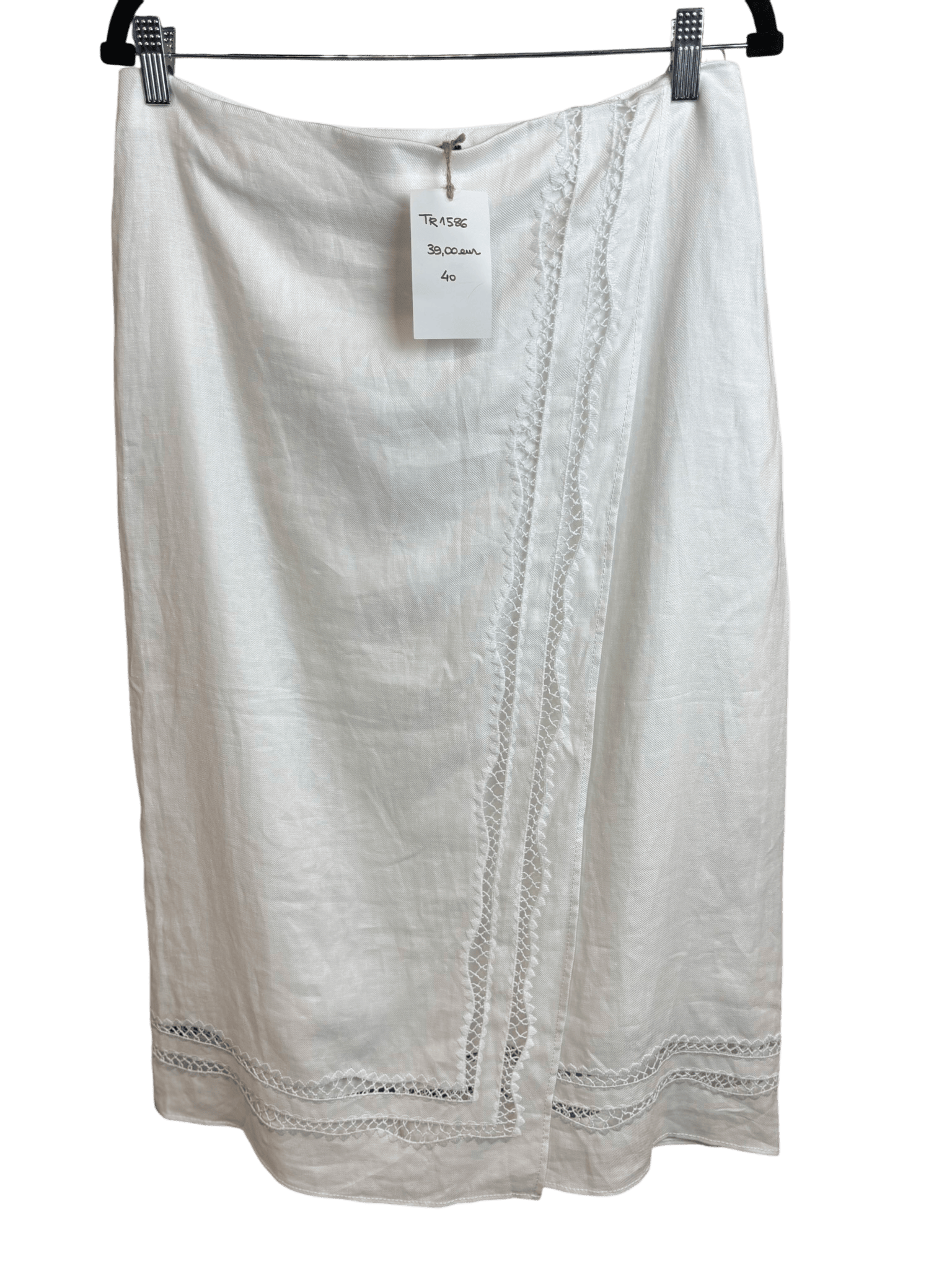 Jupe en lin blanche avec dentelle