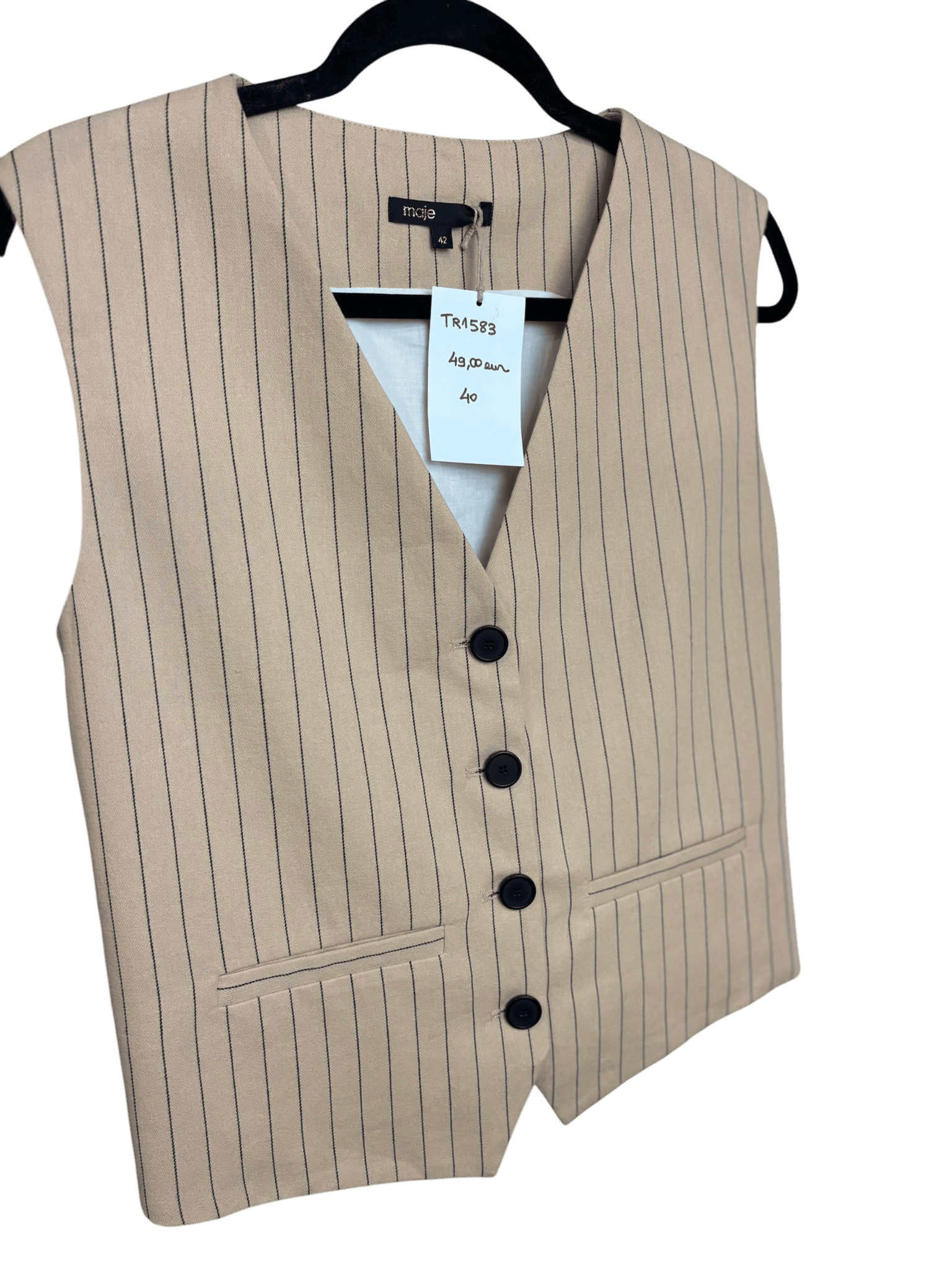 Gilet Maje beige à rayures