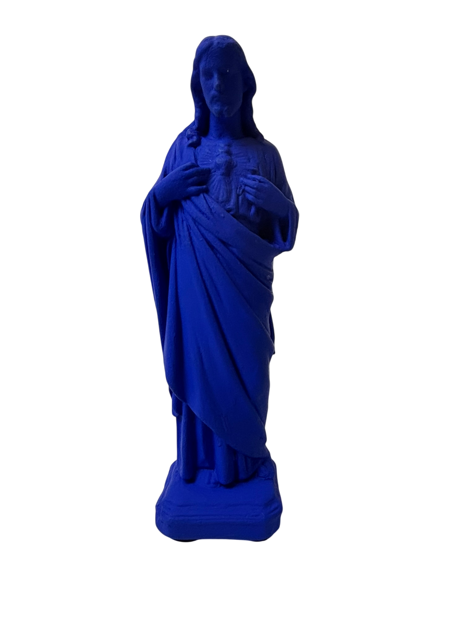 Statue religieuse en céramique bleue