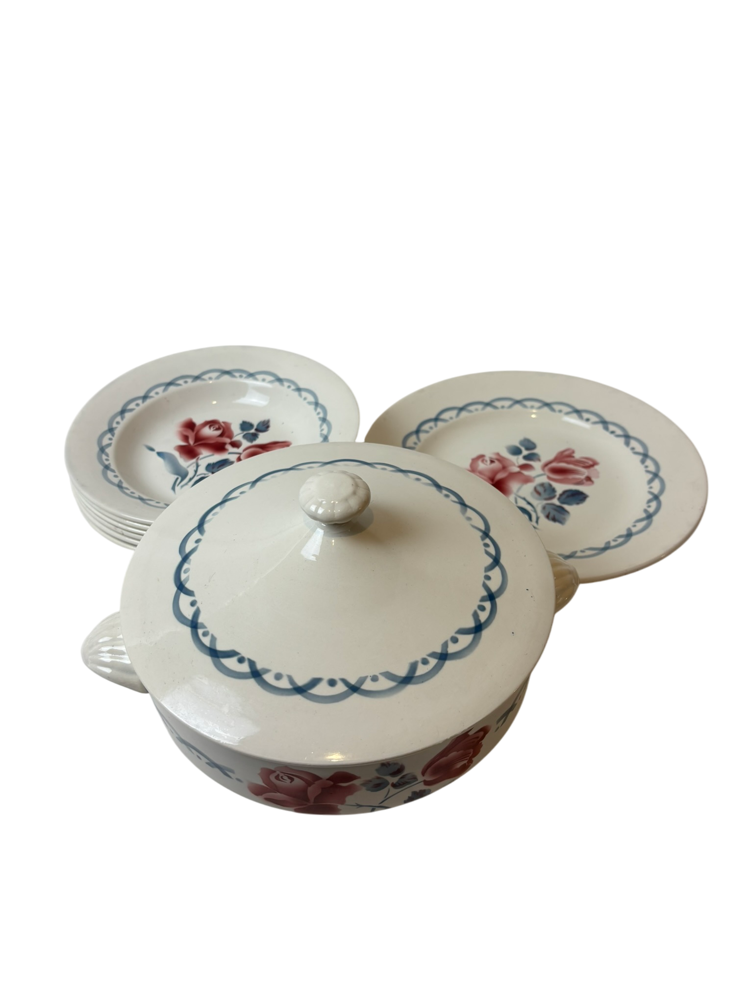 Ensemble de vaisselle vintage soupière, plat, assiettes