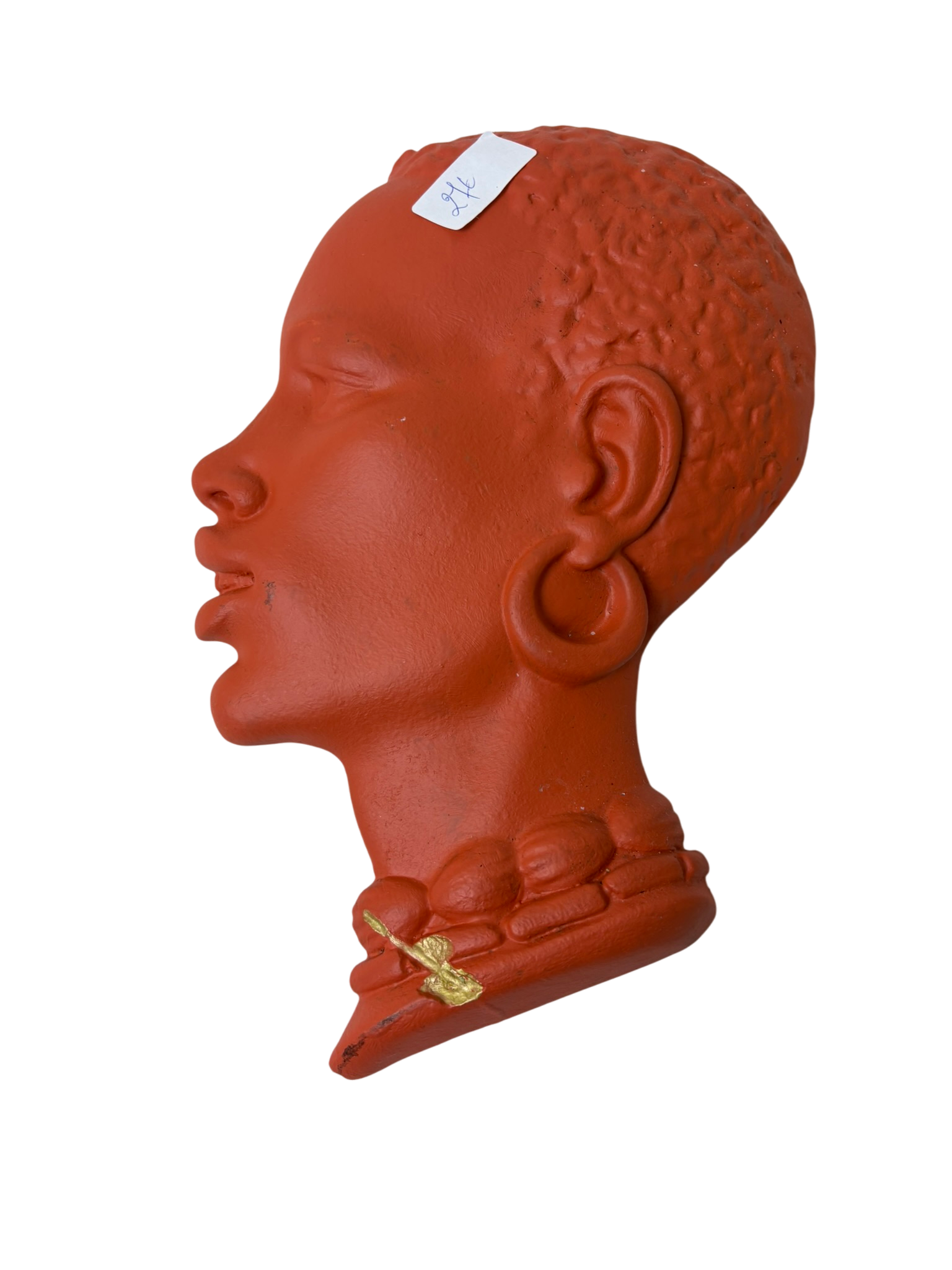 Tête décorative en terre cuite