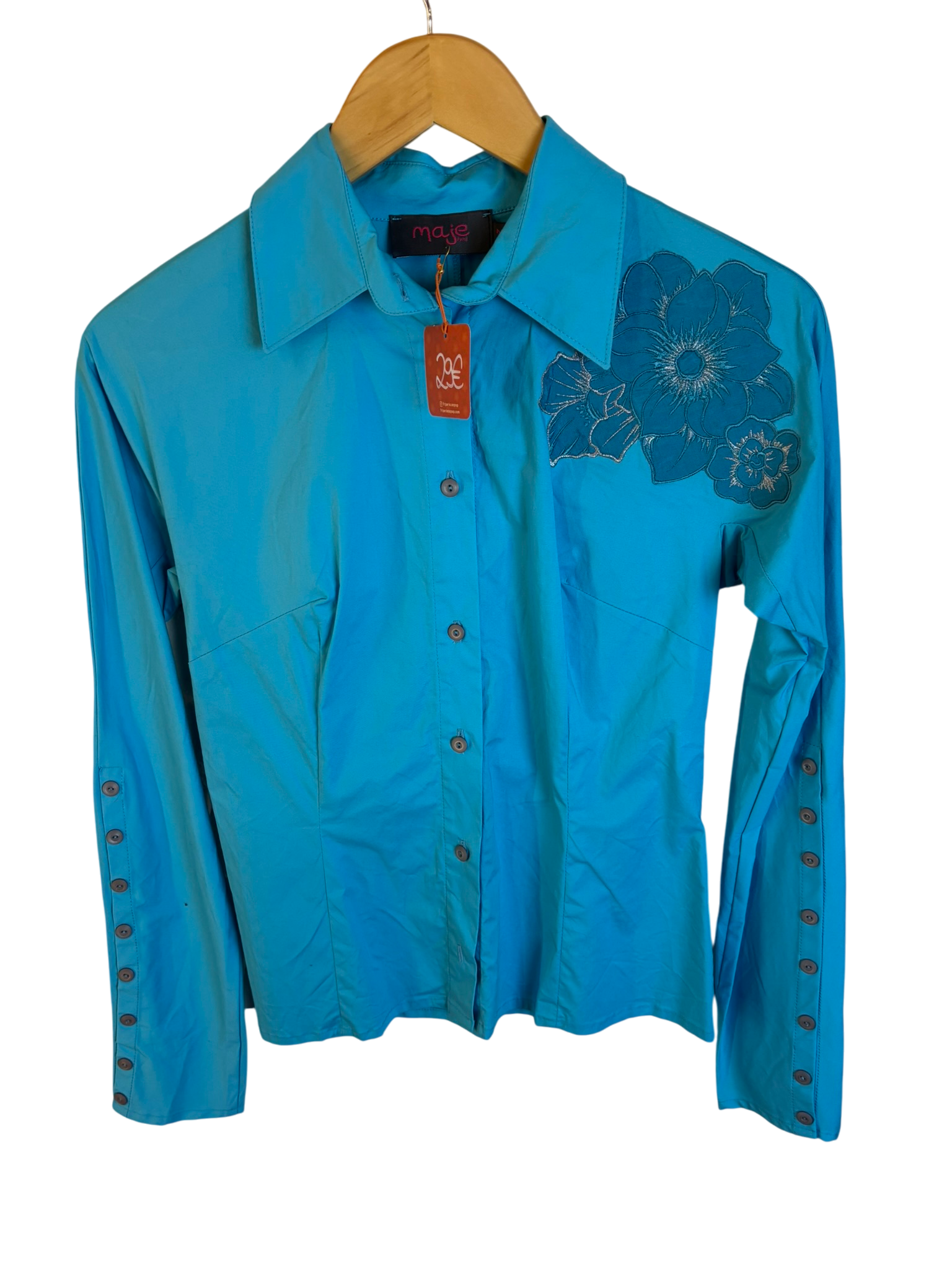 Chemise Maje en coton bleu