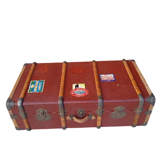 Valise vintage en cuir rouge