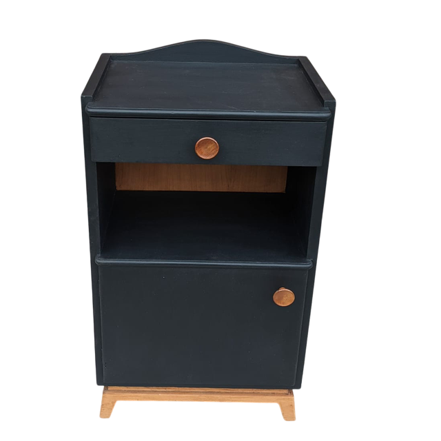 Table de chevet vintage en bois noir