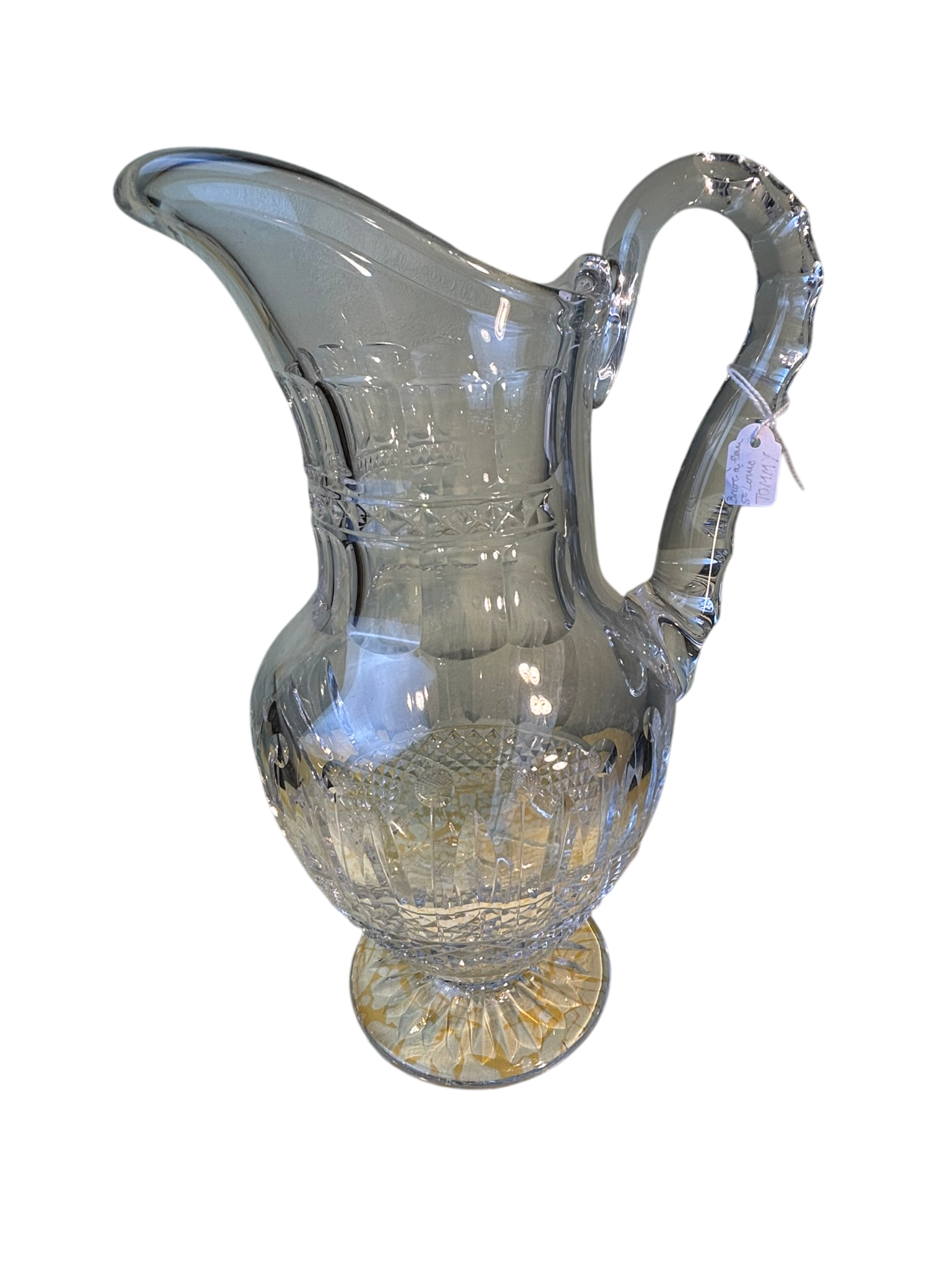 Broc à eau en cristal taillé