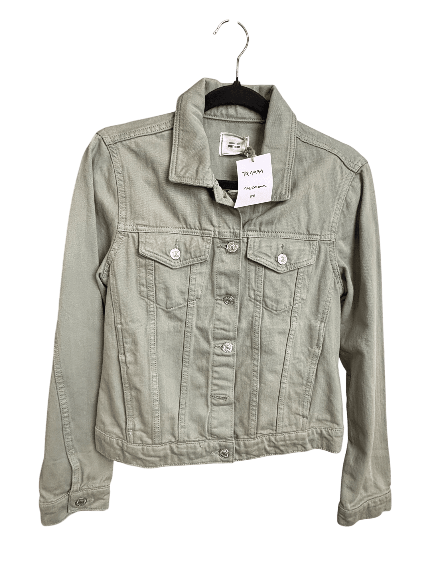 Veste en jean vert olive taille 38