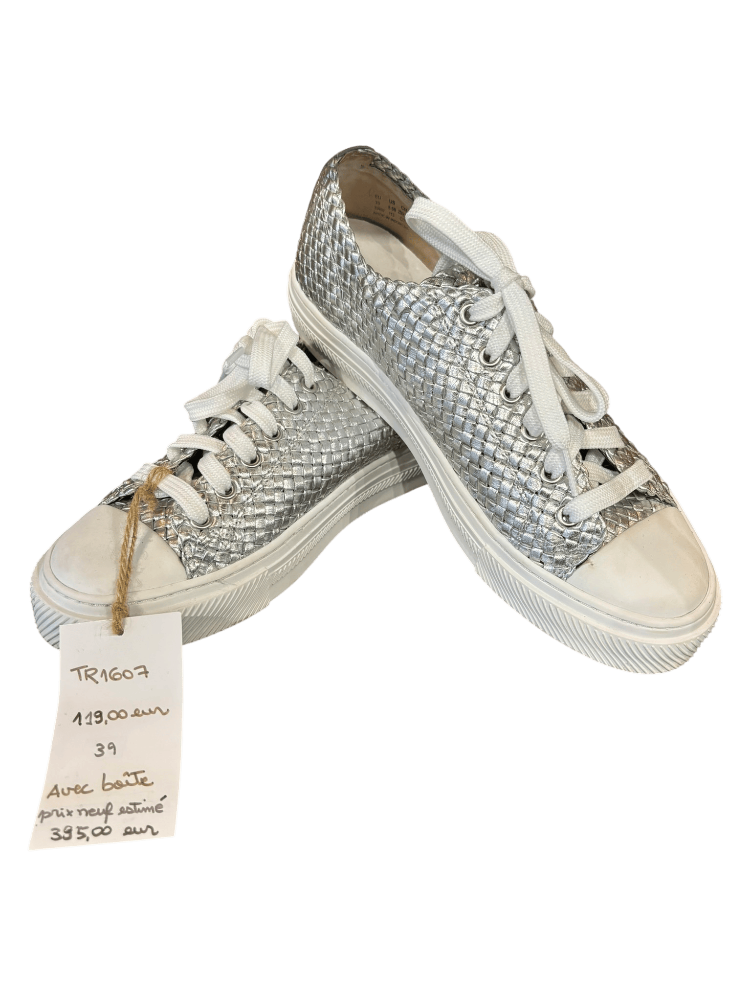 Sneakers argentées tressées