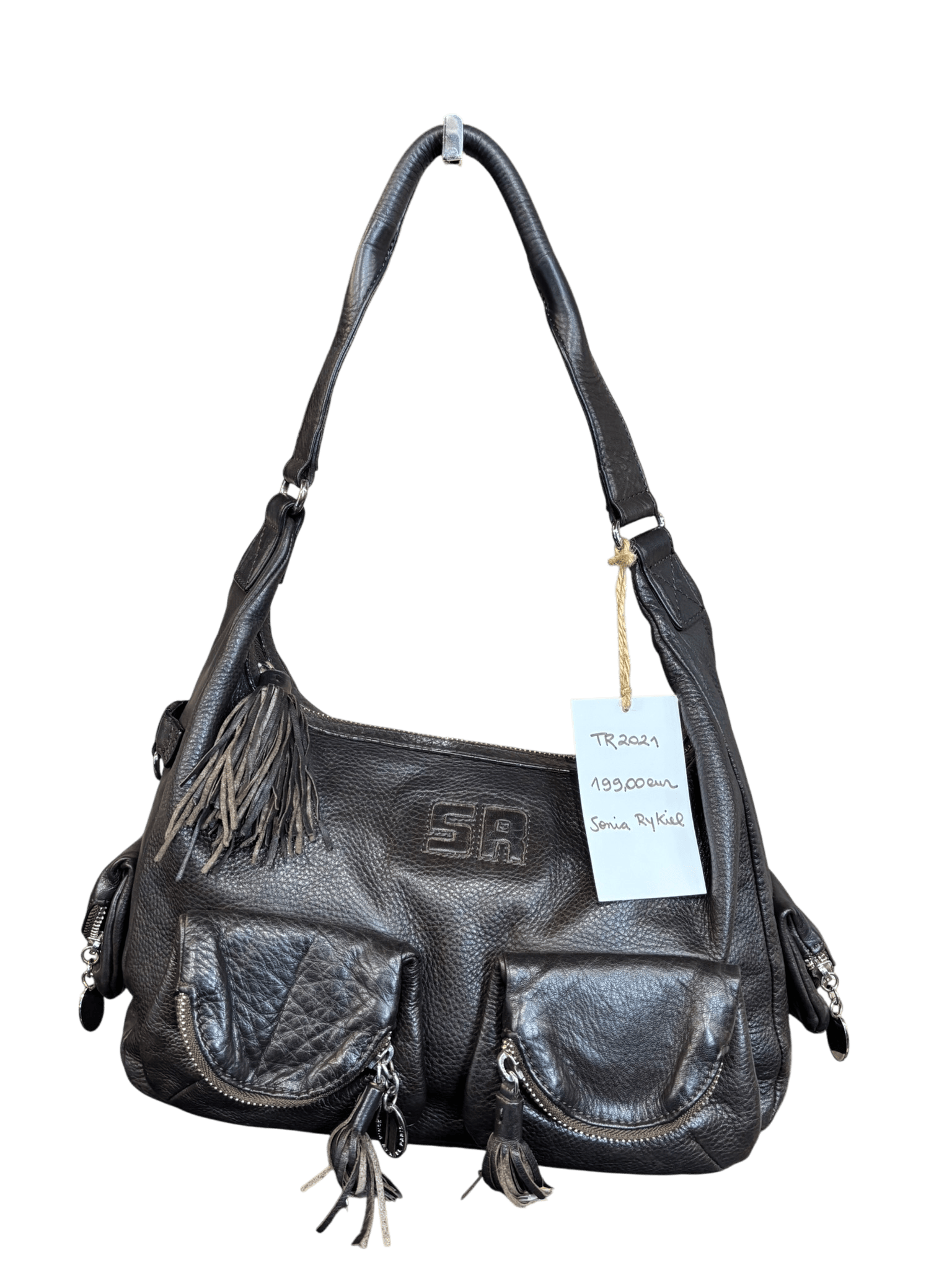 Sac à main en cuir noir Sonia Rykiel