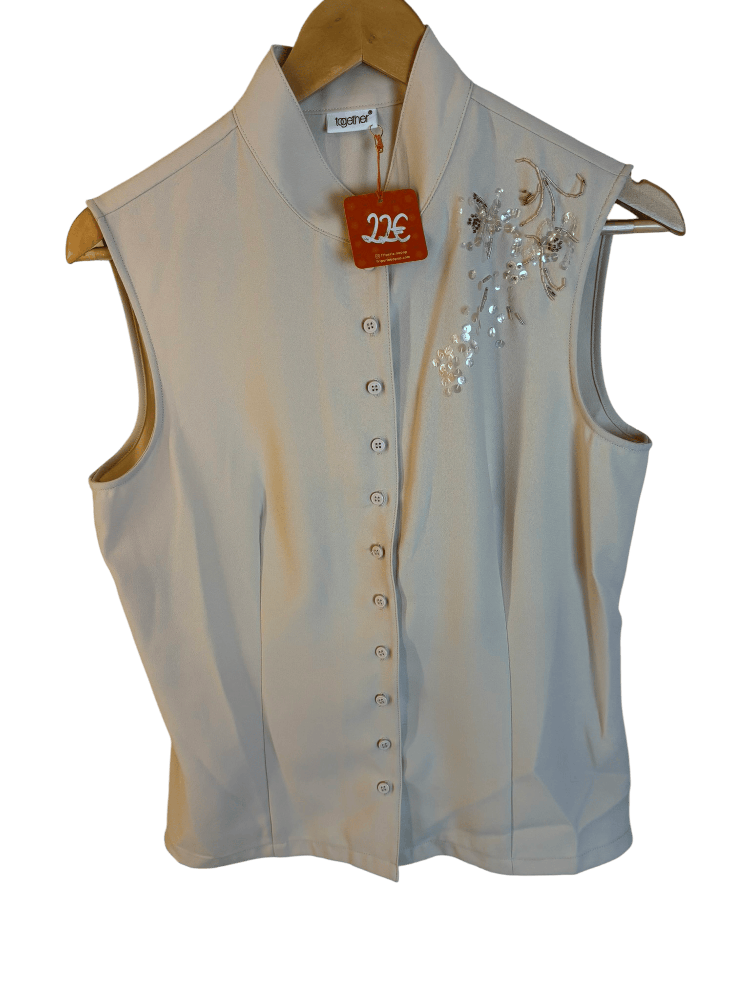 Gilet sans manches beige