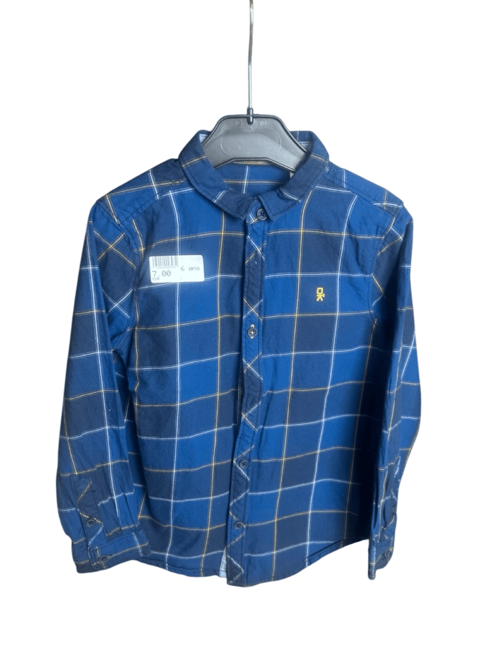 Chemise à carreaux bleue 6 ans