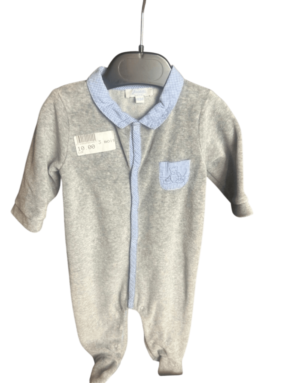 Ensemble bébé gris et bleu 3 mois