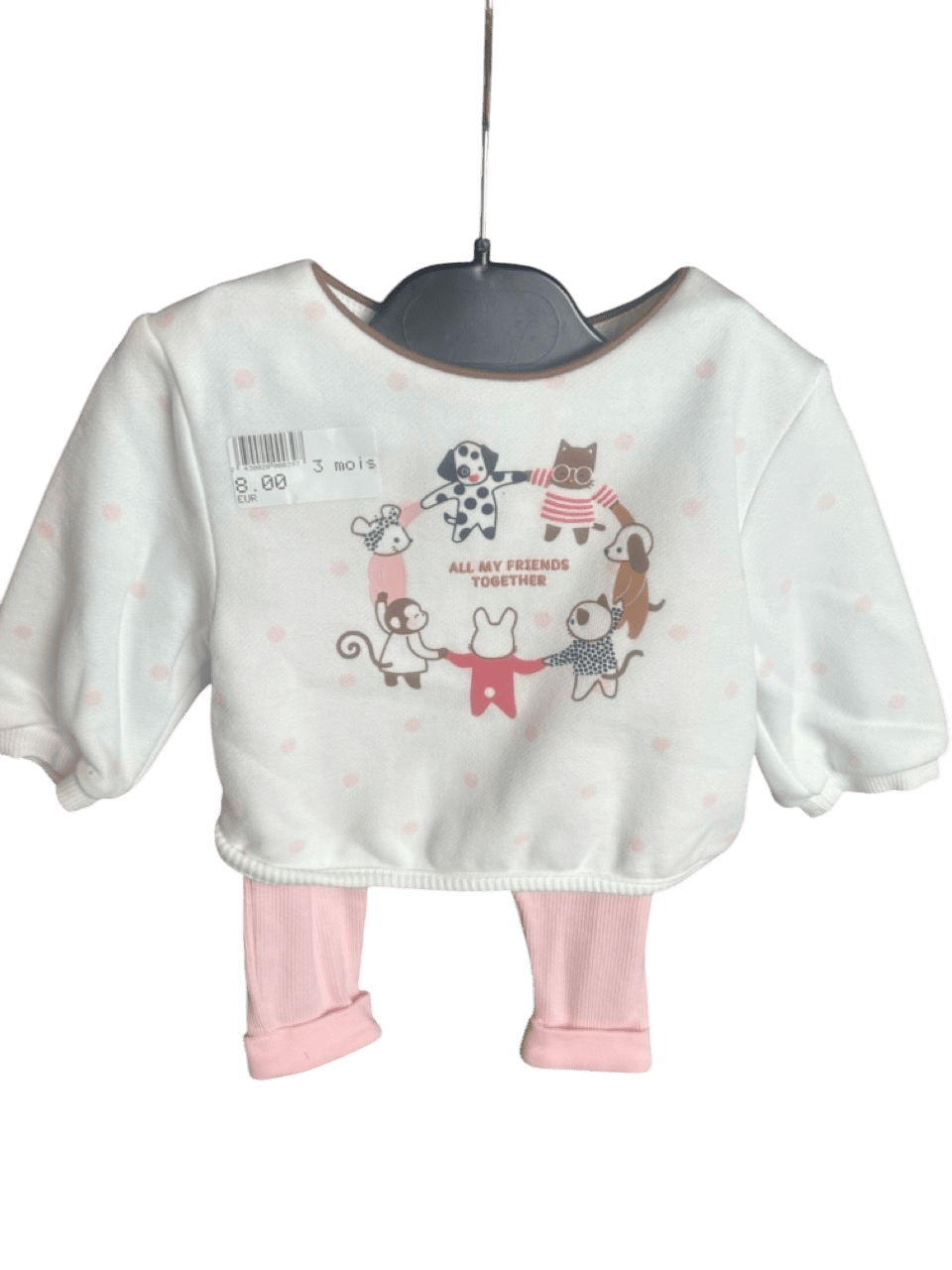 Ensemble bébé avec motifs animaux 3 mois