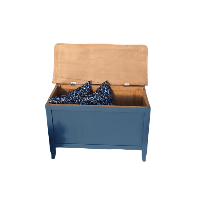 Coffre en bois vintage bleu