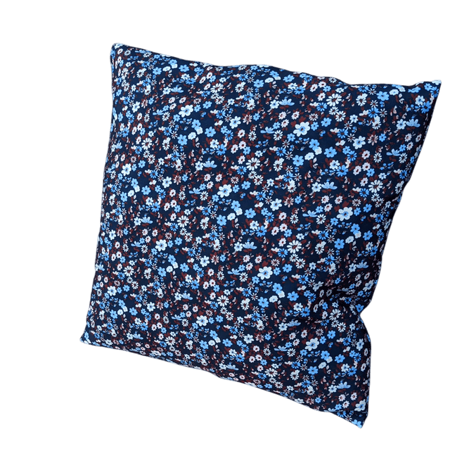 Coussin fleuri bleu marine