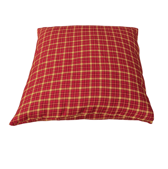 Coussin à carreaux orange et jaune