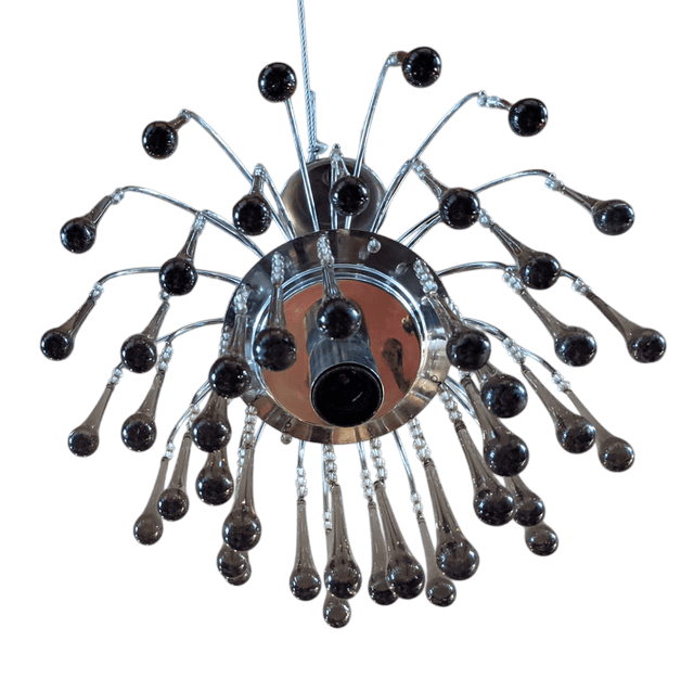 Suspension vintage en métal et verre