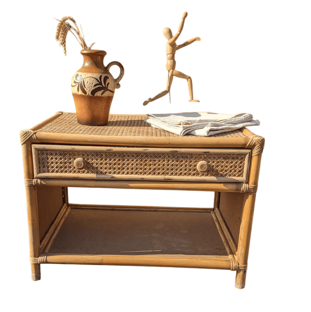 Table en rotin vintage